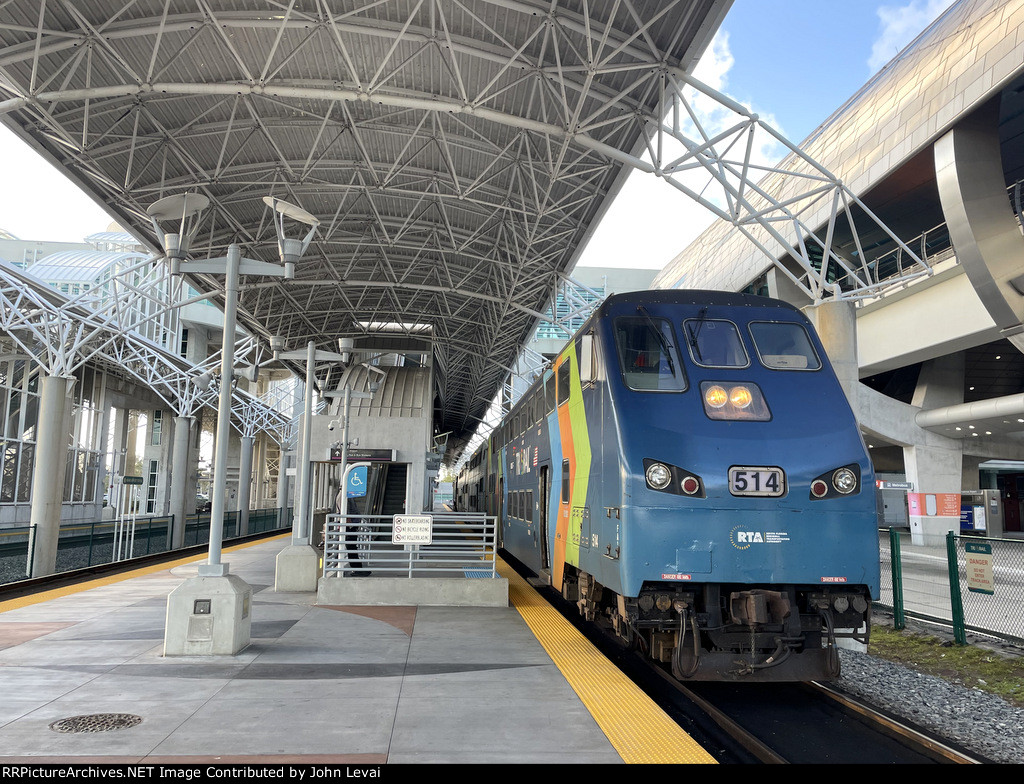 Tri-Rail Hyundai-Rotem Cab Car # 514 on the point of Tri-Rail Train # 666 at the MIC just before departing for Magonia Park